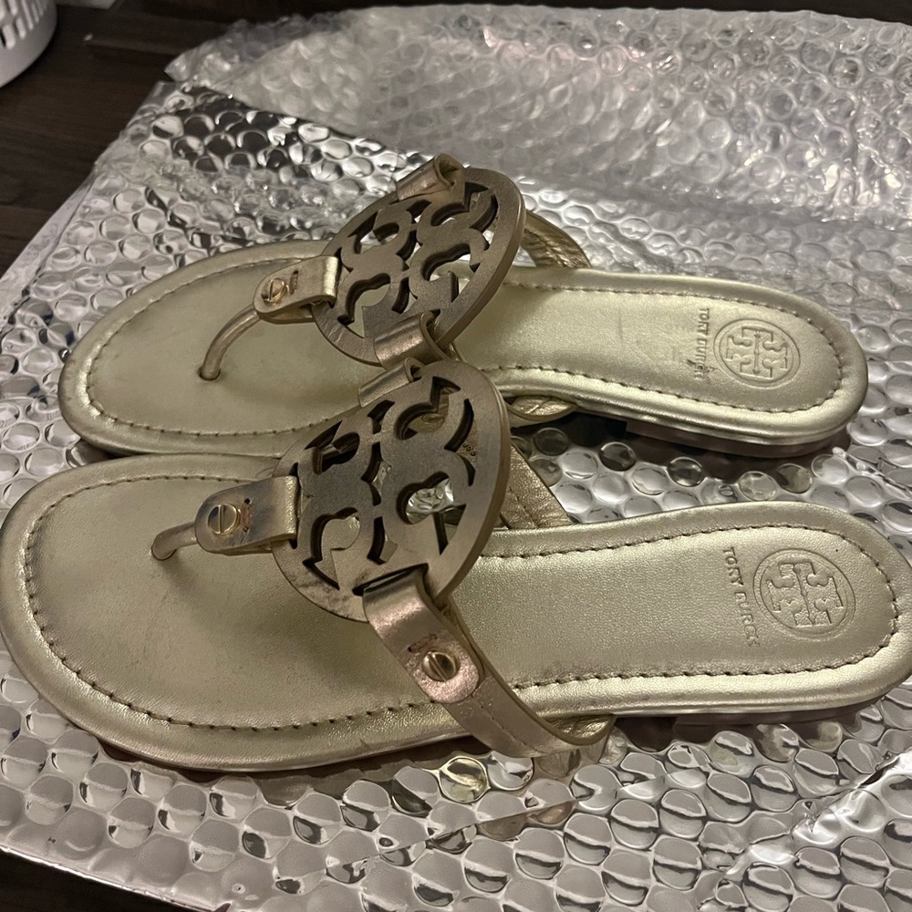 Gold Tory Burch Miller Sandals